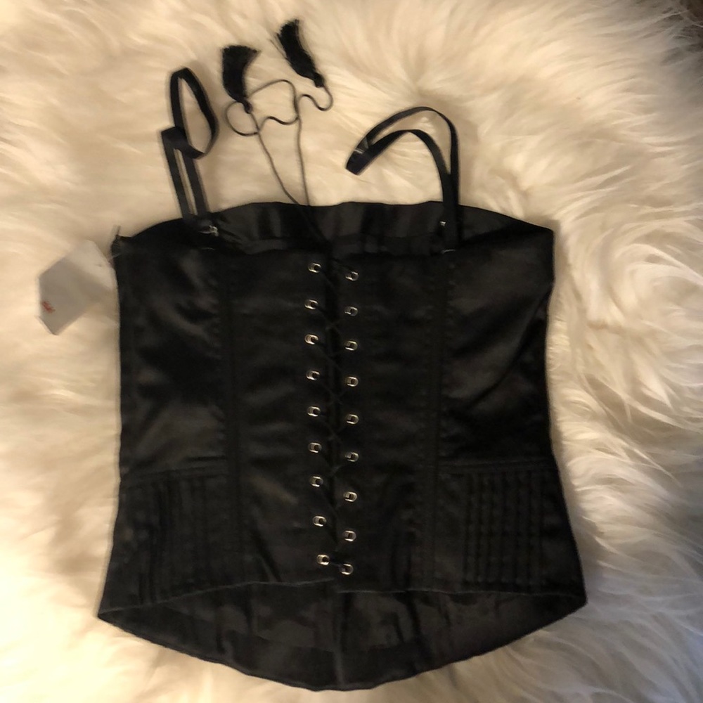 Nwt bustier lace up h&m black corset top pin up 4 - Picture 3 of 6